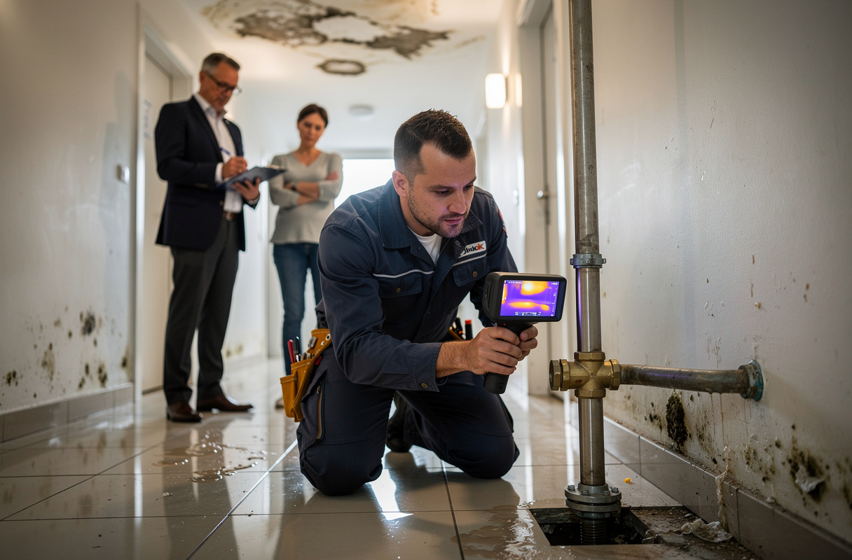 En copropriété, la détection de fuite nécessite l’intervention rapide du syndic qui devient le principal responsable de l’enquête. Le syndic mobilise des experts pour déterminer l’origine de la fuite, qu’elle soit dans les parties communes ou privatives, assurant ainsi une gestion efficace et collective du problème d’humidité.