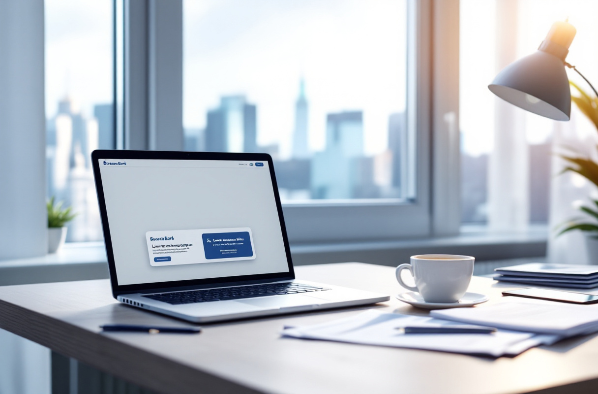 Bureau moderne avec ordinateur et vue sur la ville