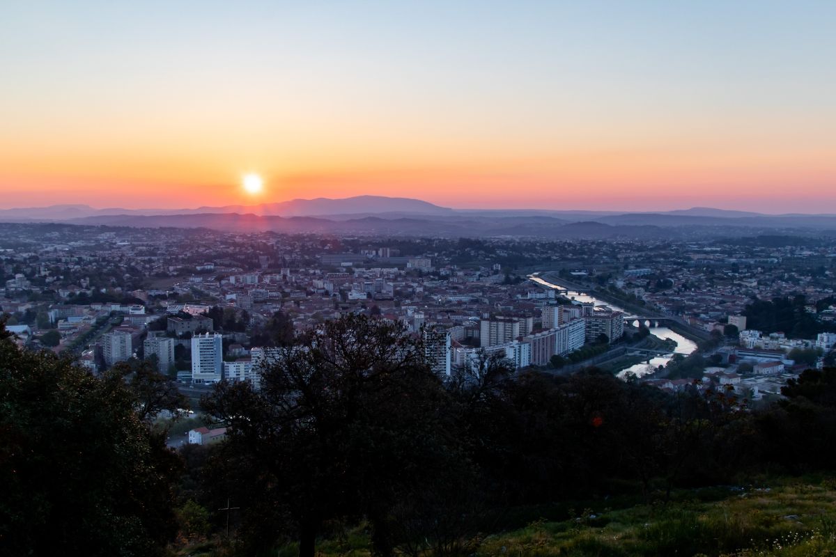 Coucher de soleil sur Montpellier et ses environs.