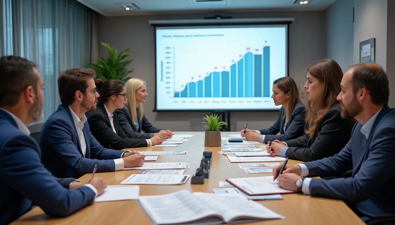 Réunion d'affaires avec graphique de croissance projeté