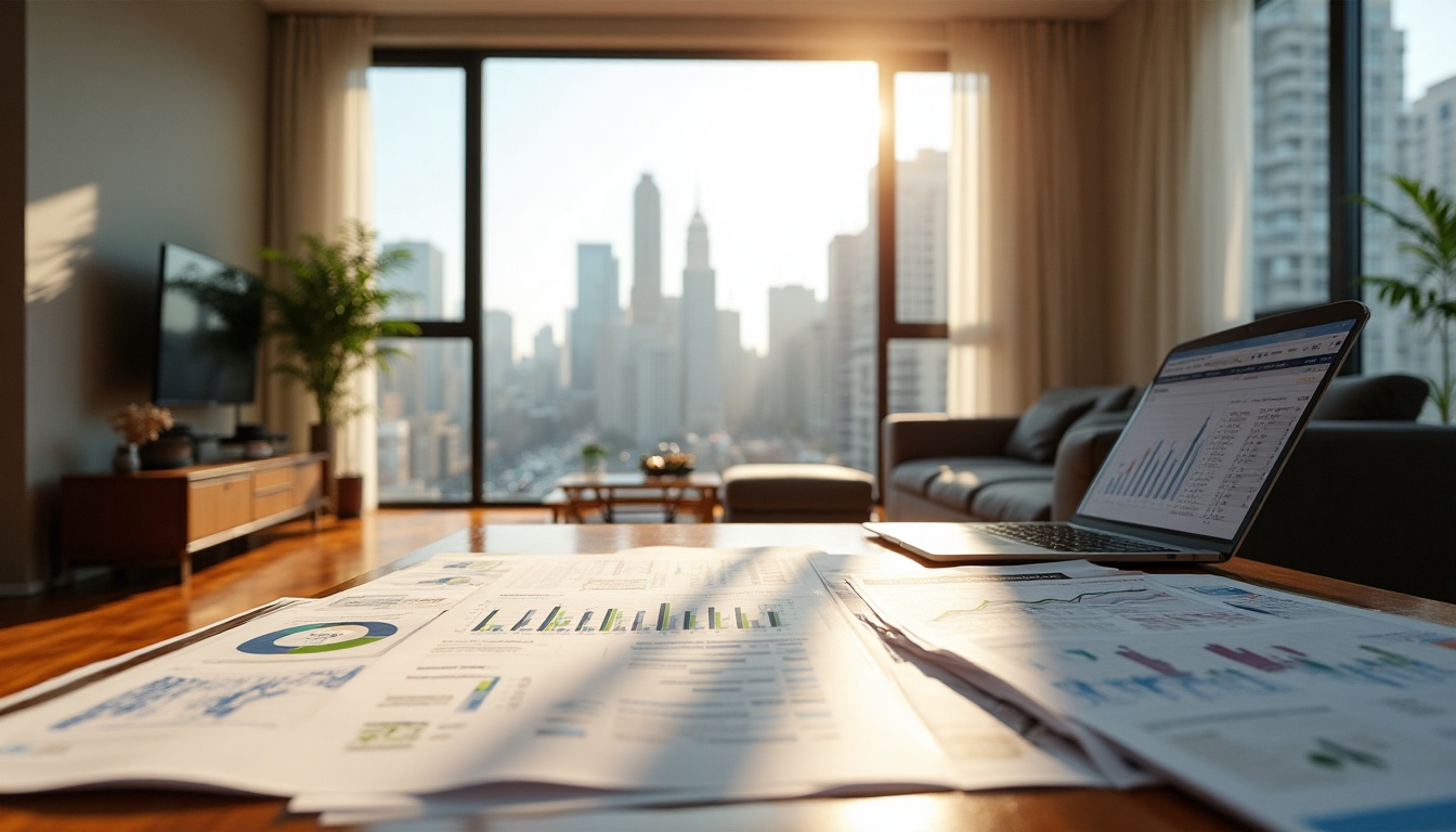 Bureau moderne avec vue panoramique sur la ville.