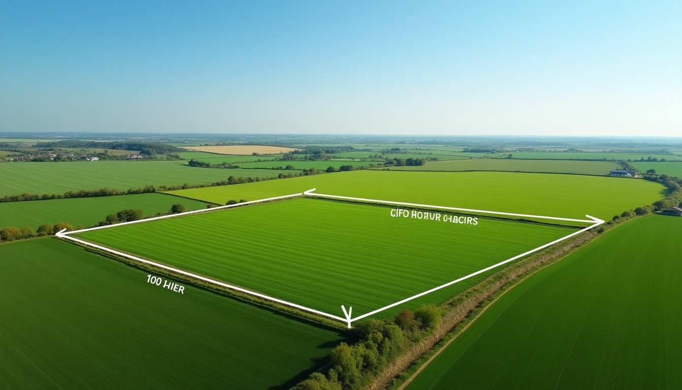 Champs verts avec lignes blanches tracées