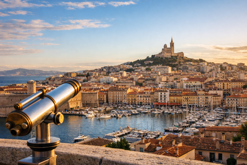 Vue panoramique de Marseille avec un télescope